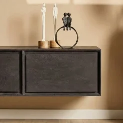 Tony Zwevend Tv meubel Zwart Mangohout 280 cm