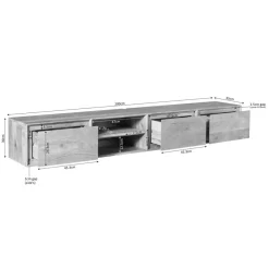 Tony Zwevend Tv meubel Zwart Mangohout 200 cm