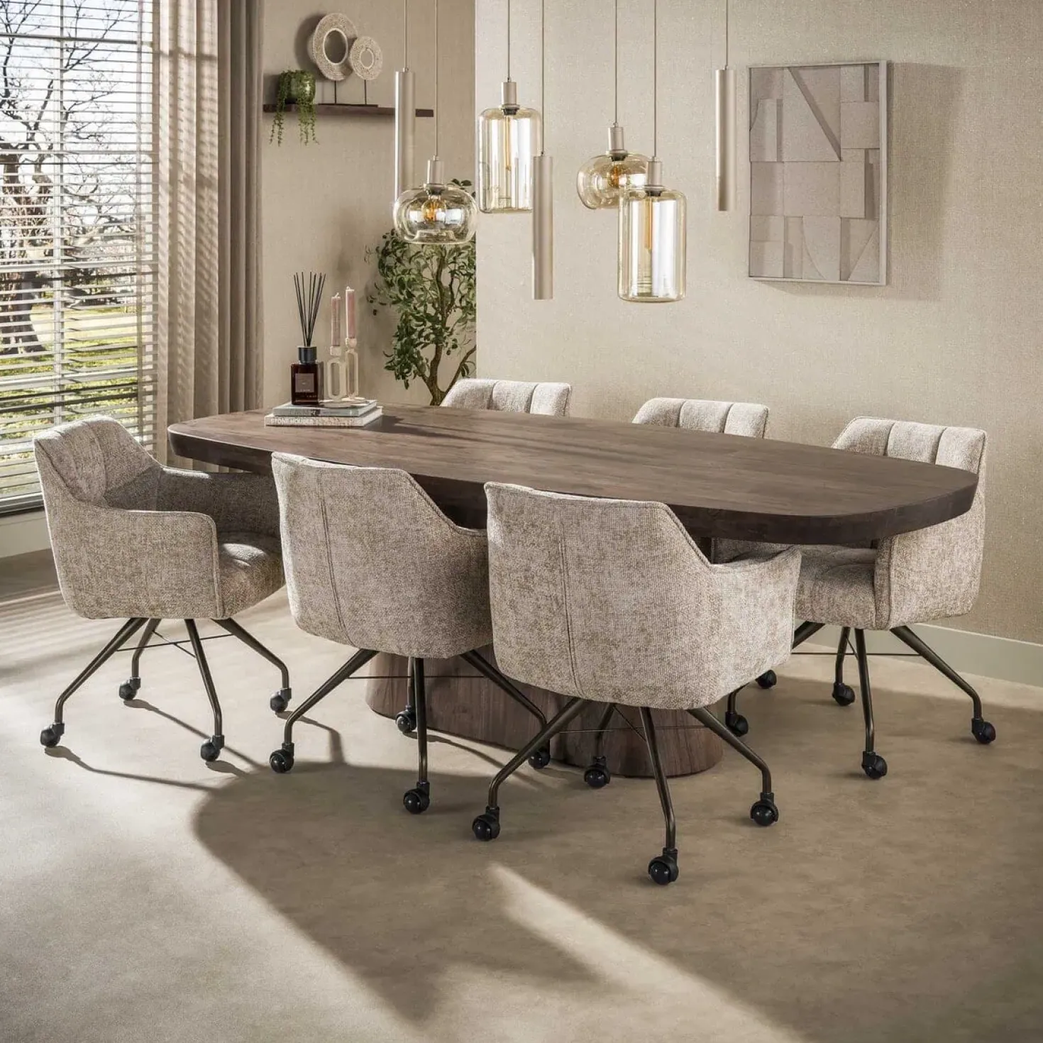 Tulsa 7-lichts Hanglamp Beige