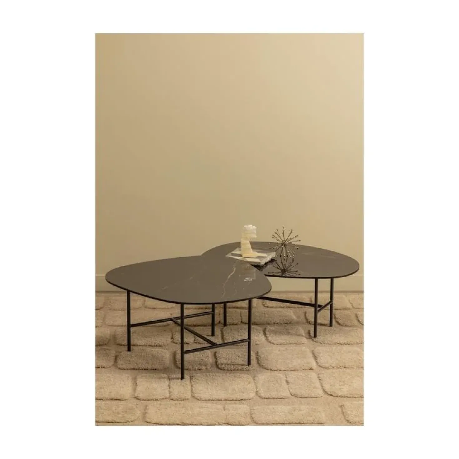 Vajen Salontafel organisch Zwart Marmerlook 80cm
