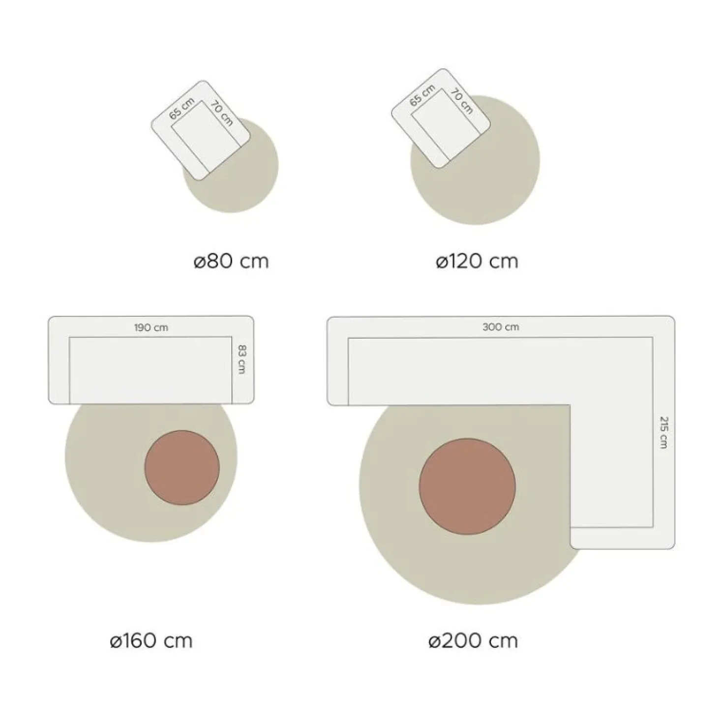 Vloerkleed Velluto Beige Rond ø200 cm