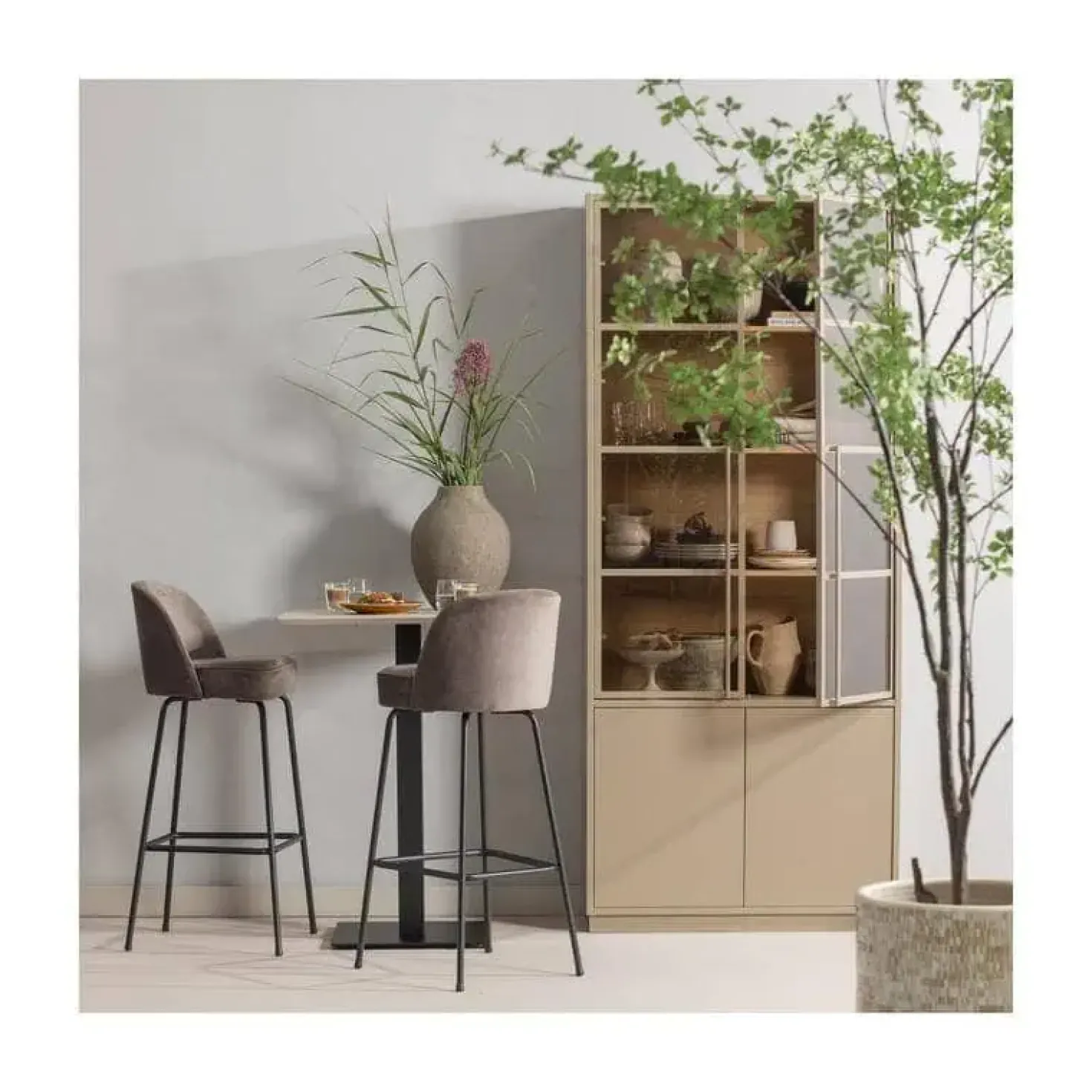 Vogue Barstoel Hoog Boucle Nougat