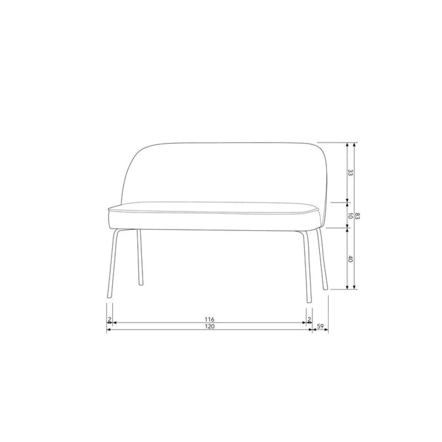 Vogue Eetkamerbank Velvet Roest 120cm