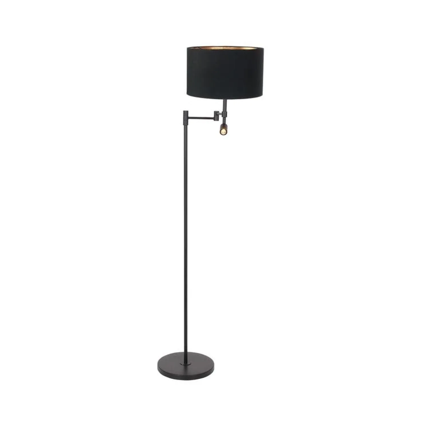 Wilco 2-lichts Vloerlamp Zwart met Zwart Linnen kap