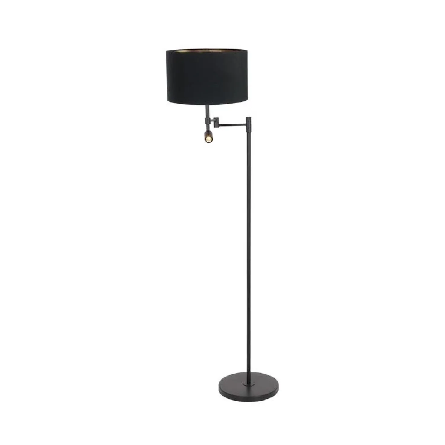 Wilco 2-lichts Vloerlamp Zwart met Zwart Linnen kap
