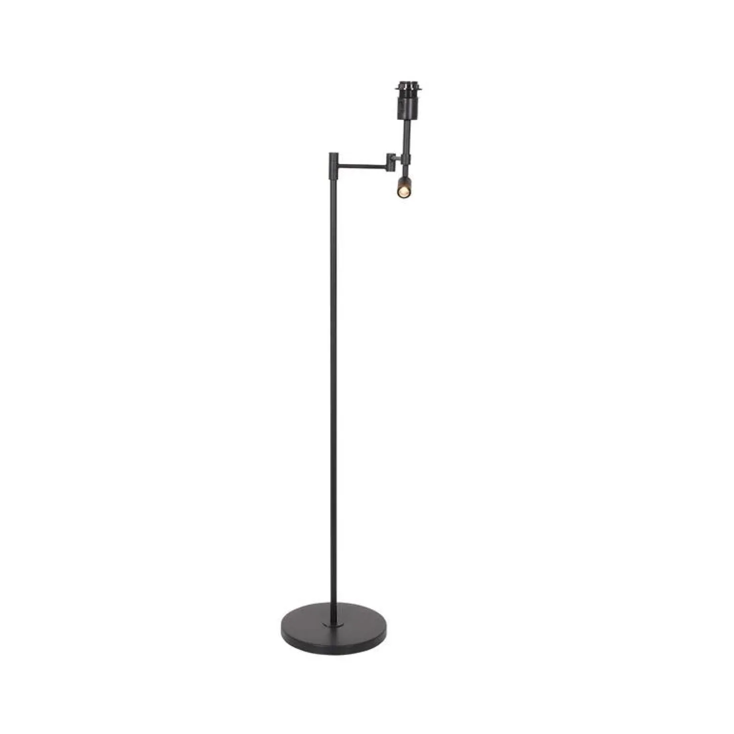 Wilco 2-lichts Vloerlamp Zwart met Zwart Linnen kap