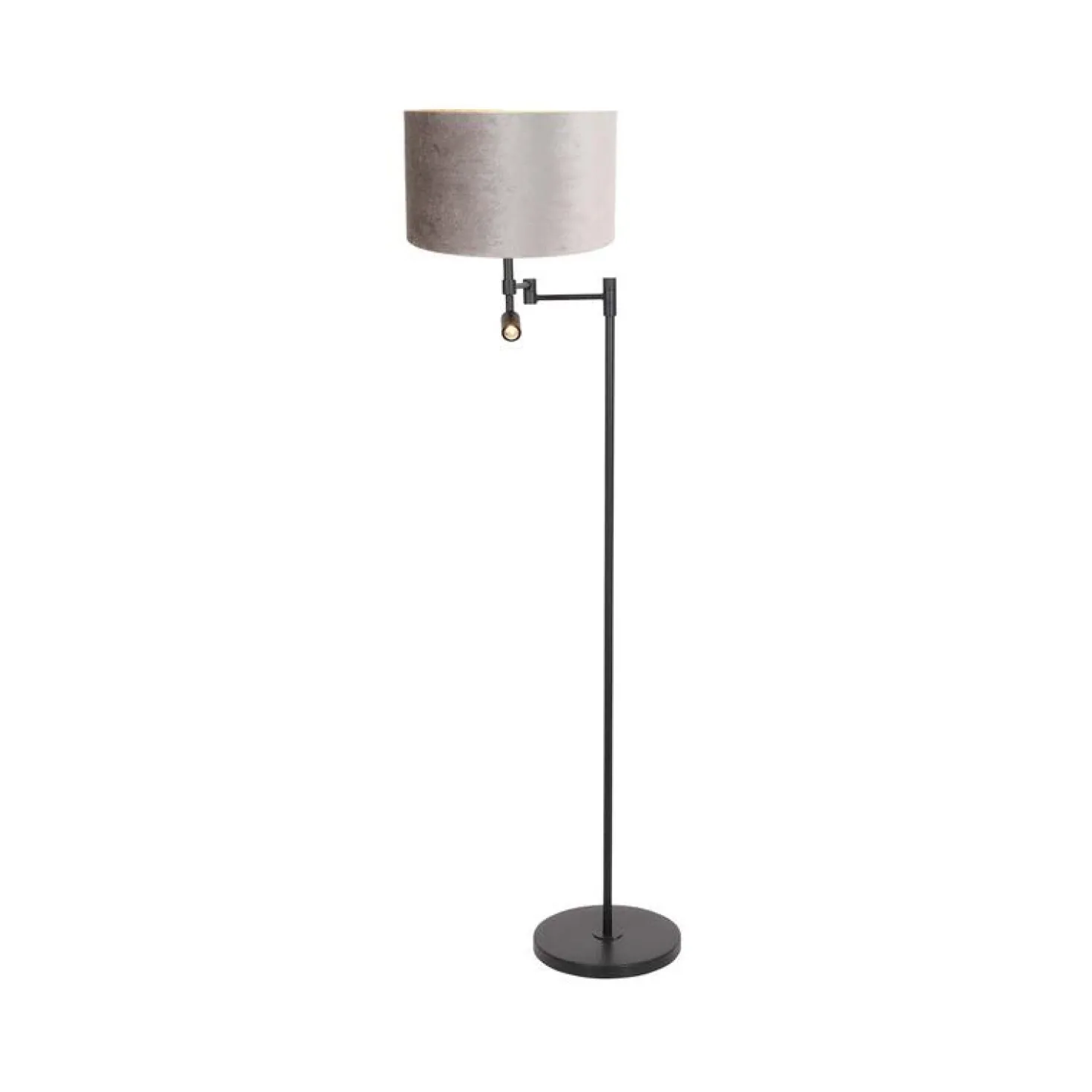 Wilco 2-lichts Vloerlamp Zwart met Zilver Velvet kap