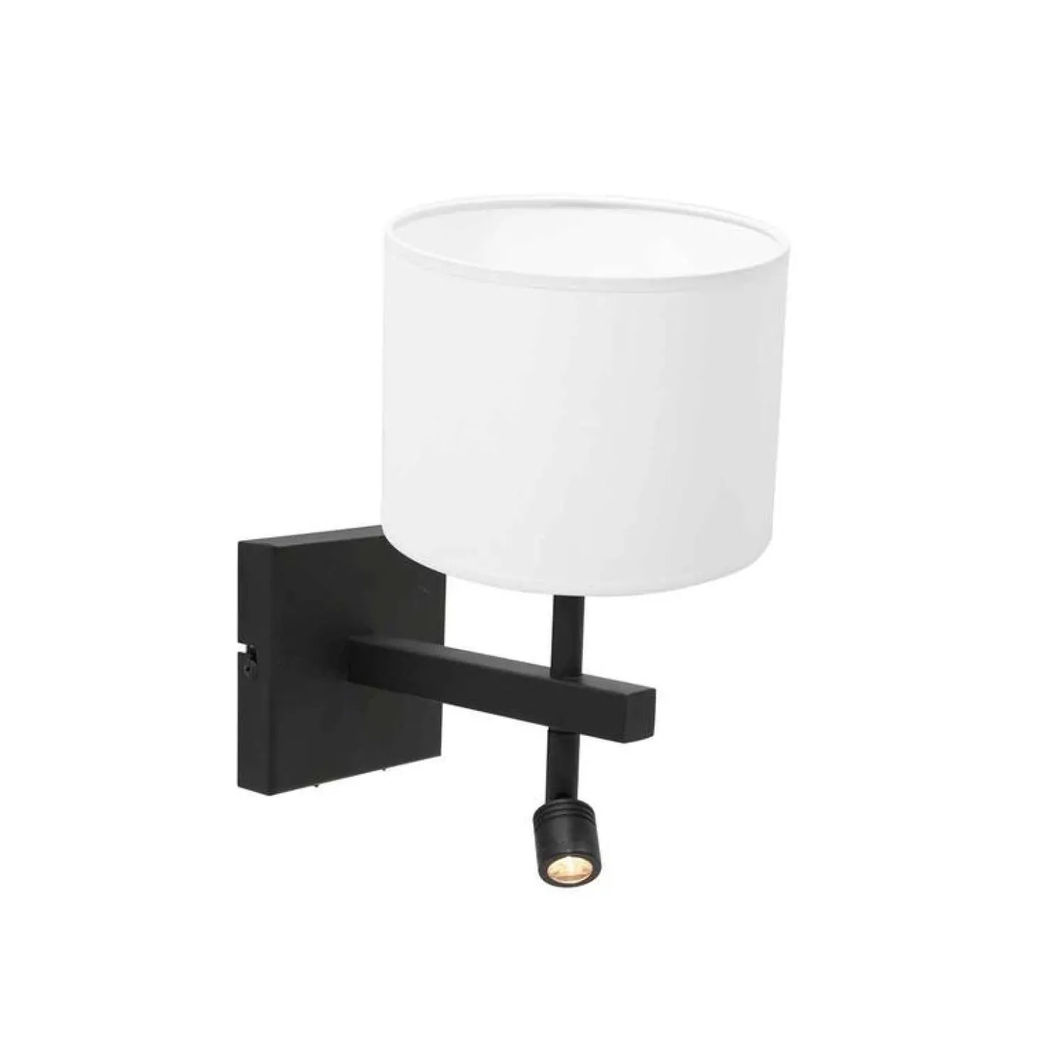 Wilco 2-lichts Wandlamp Zwart met Wit Chintz kap