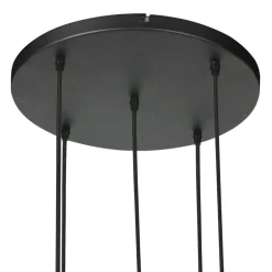 Zavi 5-lichts Getrapte Hanglamp Zwart Stof