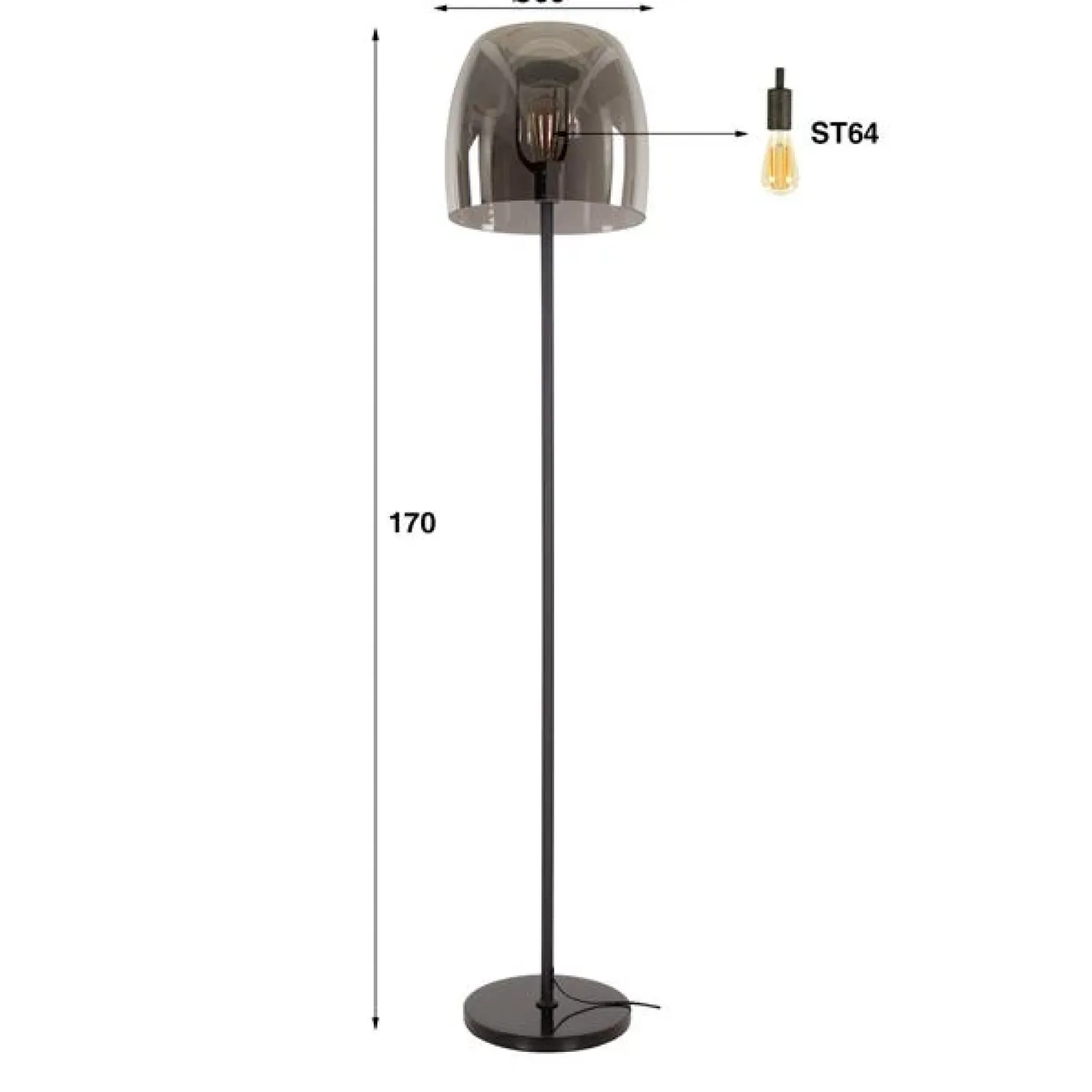 Zeldana 1-lichts Vloerlamp Smoke glas